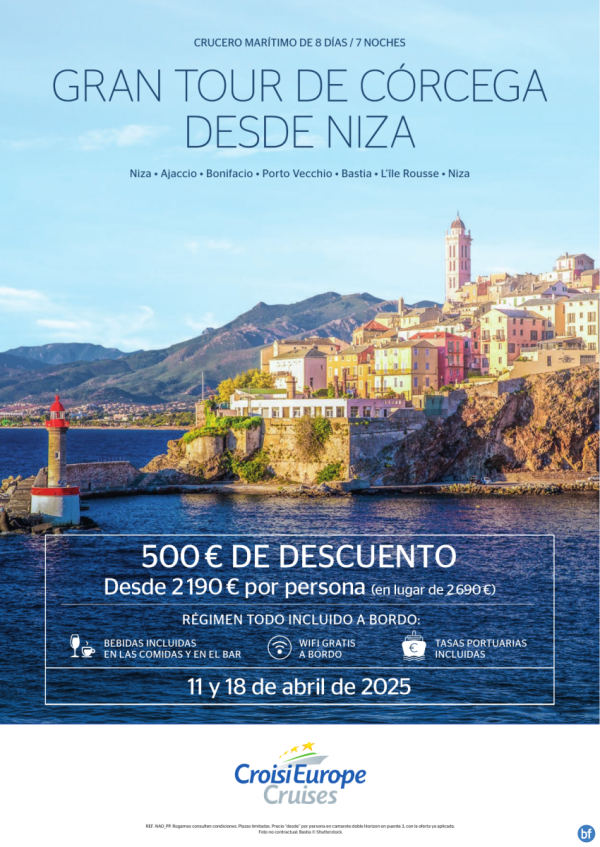 500? DE DTO. - crucero martimo Gran Tour de Crcega desde Niza - 8 das - rgimen todo incluido