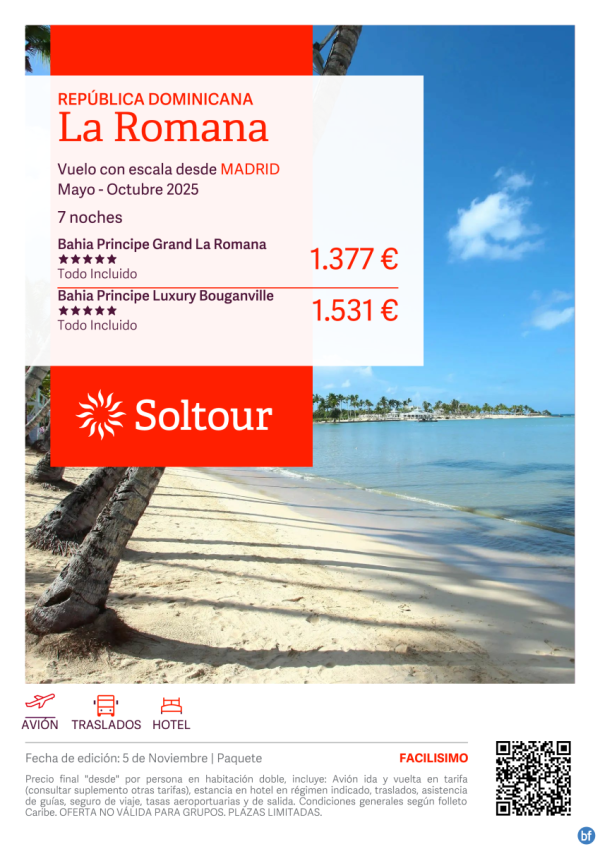 La Romana (Repblica Dominicana) en Hoteles Bahia Principe desde 1.377 € , salidas de Mayo a Octubre desde Madrid