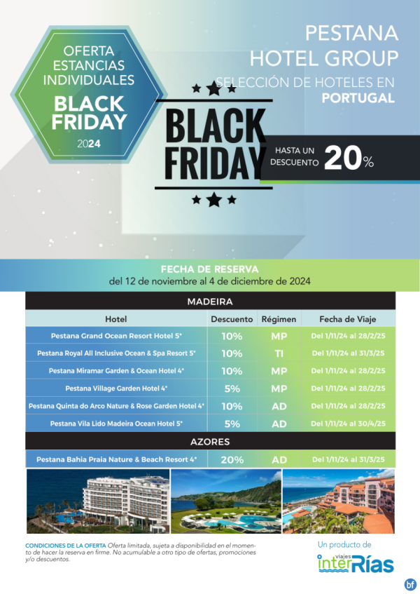 Black Friday Pestana Hotel Group (Portugal).- Hoteles para Individuales