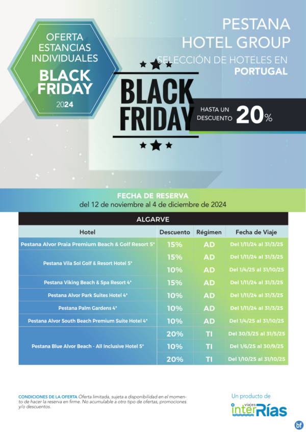 Black Friday Pestana Hotel Group (Portugal).- Hoteles para Individuales