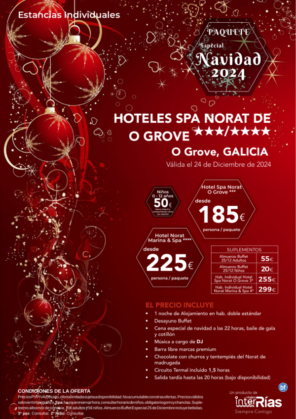 Navidad 2024 Hoteles Spa Norat de O Grove 3*/4* (O Grove - Galicia).- Hoteles para Individuales