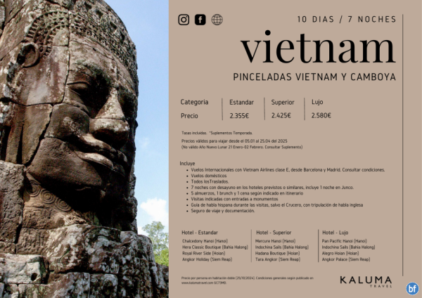 Pinceladas de Vietnam y Camboya 10 Das / 7 Noches - Salidas Garantizadas hasta Abril desde 2.355 € 