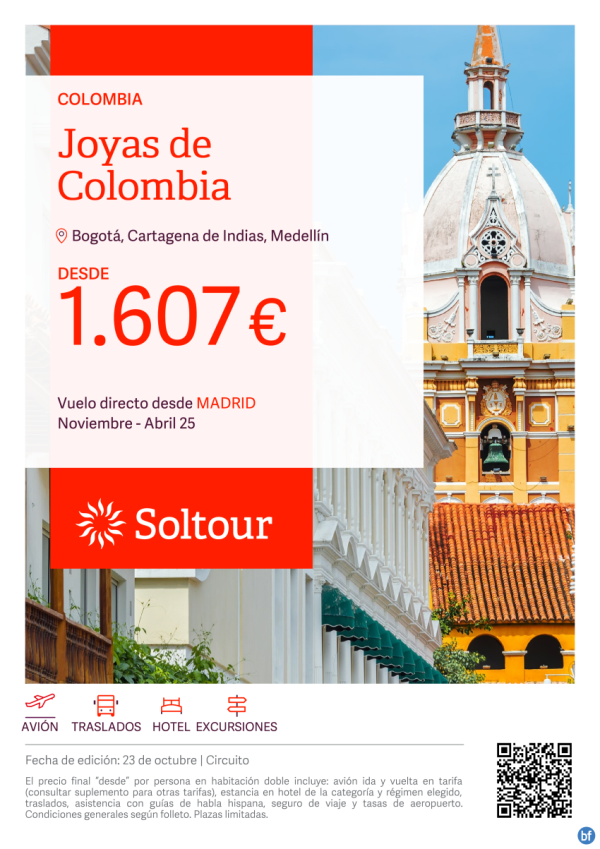 Circuito Joyas de Colombia desde 1.607 € , salidas de Noviembre a Abril desde Madrid