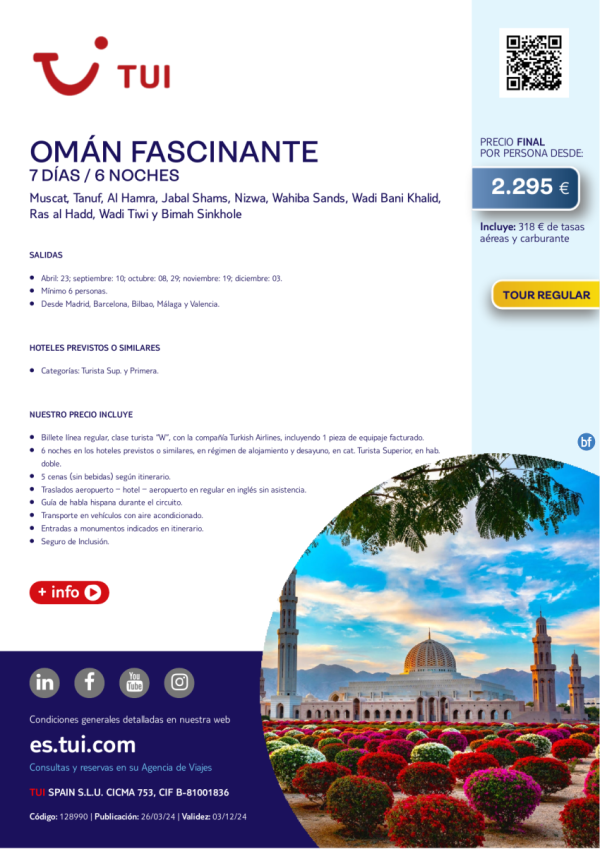 Omn Fascinante. 7 d / 6 n. Tour Regular. Salidas hasta DIC desde 2.295 € 