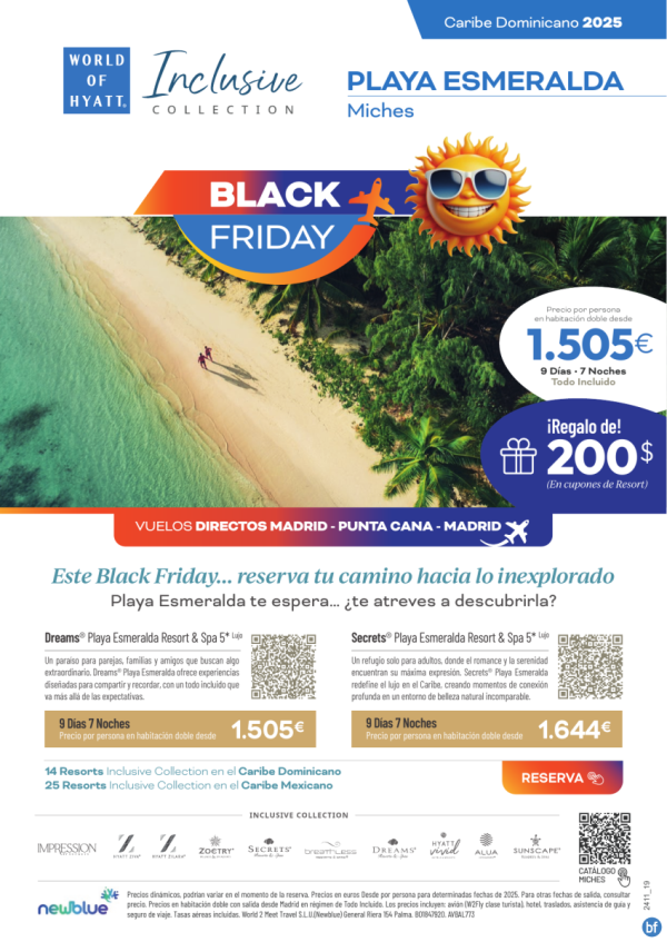 Black Friday! Tasas GRATIS y 200$ voucher. Descubre el nuevo destino Playa Esmeralda, Miches.