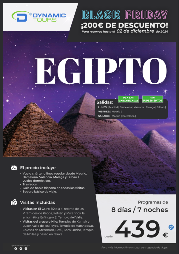 ?????BLACK FRIDAY????? ?Egipto?desde 439 € !?8d/7n?Para salidas hasta el 30 de junio de 2025!