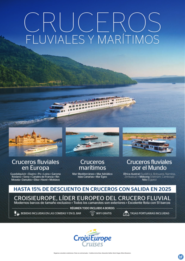 HASTA 15% DTO. - cruceros fluviales y martimos CroisiEurope - salidas 2025 - rgimen TODO Incluido