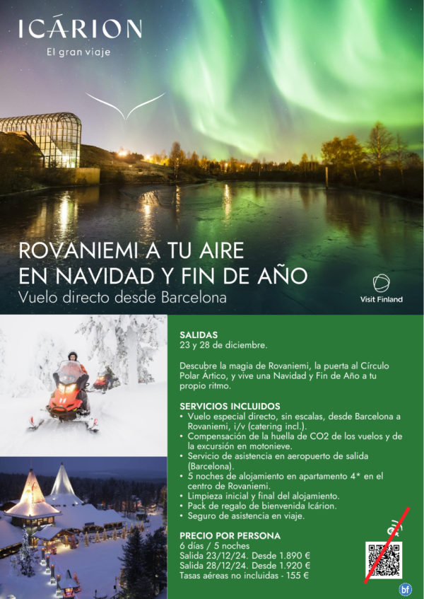 Rovaniemi a tu aire en Navidad y Fin de Ao. Vuelo directo desde Barcelona