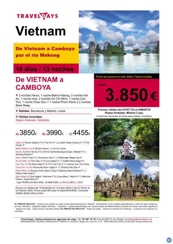 Vietnam y Camboya a travs del Mekong - 16 das desde MAD/BCN a partir de 3.850 € 