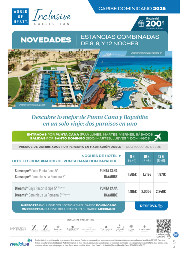 Lo mejor de Punta Cana y Bayahibe en un solo viaje: Estancias combinadas de 8,9 y 12 N. Dos parasos en uno