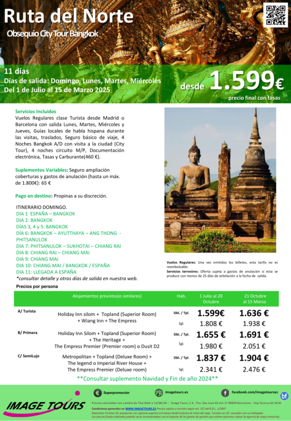 Tailandia: Ruta del Norte, 11 das con Obsequio City Tour en Bangkok desde 1.599 € 