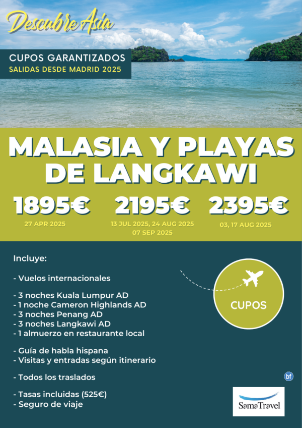 \-Malasia y Playas de Langkawi\-: Circuito 12 das visitas y playa [Cupos y precios Garantizados] *Desde 1.895 € *