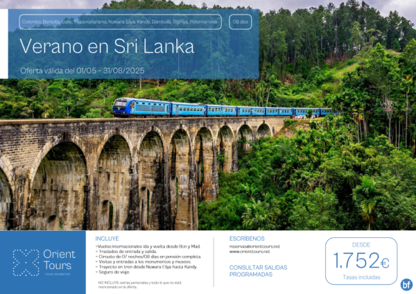 Sri Lanka en verano. Circuito de 08 das con vuelos desde Bcn y Mad