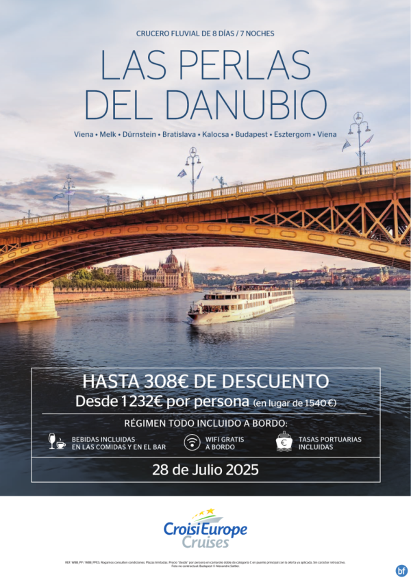 Hasta 308 € DESCUENTO - crucero fluvial Las Perlas del Danubio - 8 das - rgimen Todo Incluido - 28 julio