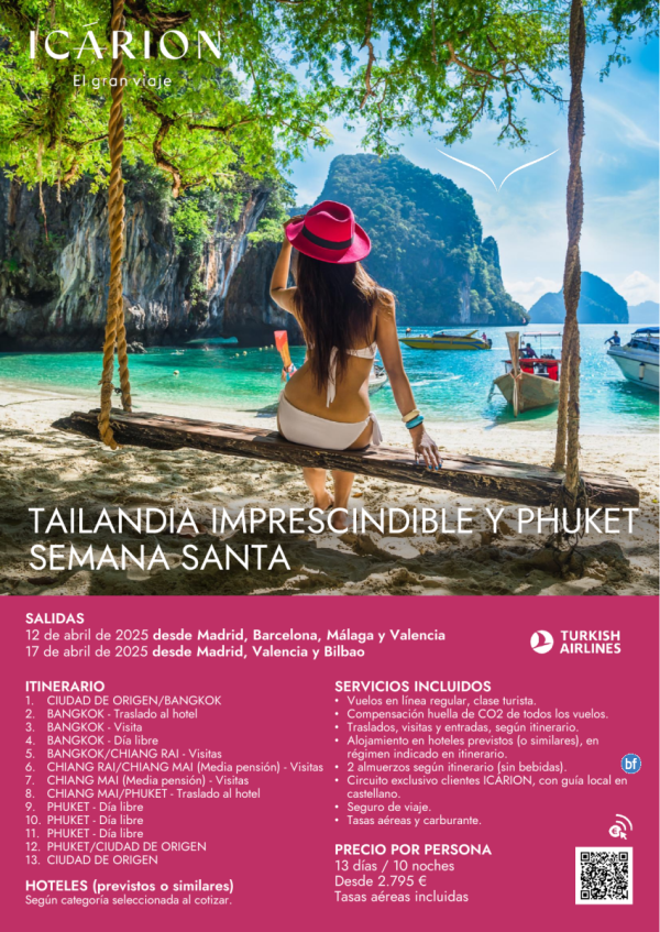 Tailandia imprescindible y Phuket en Semana Santa. Desde Madrid, Barcelona, Mlaga, Valencia y Bilbao