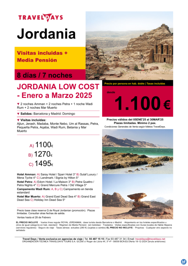 Promocin Jordania - Enero - Marzo 2025 8 das desde 1.100 € 