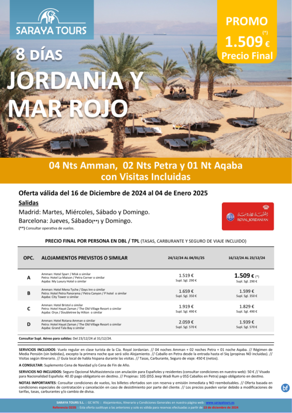 Promo! Jordania y Mar Rojo 8 das: Amman, Petra y Aqaba con Visitas Incluidas hasta Febrero 2026