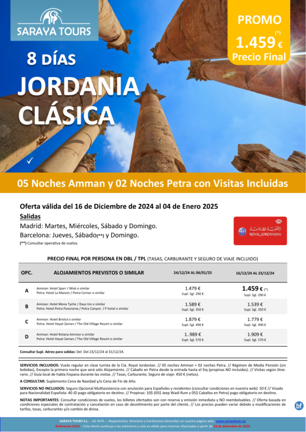 Promo! Jordania Clsica 8 das: Amman y Petra con Visitas Incluidas hasta Febrero 2026