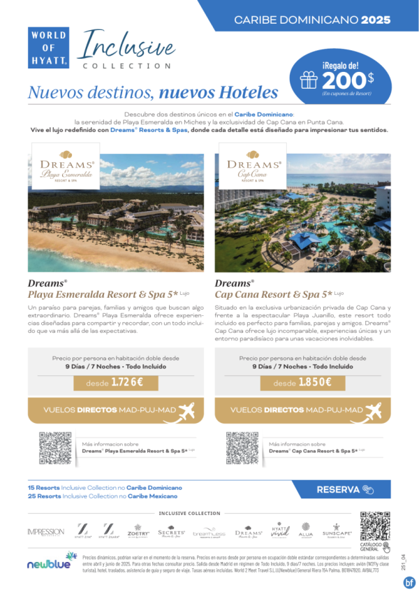 Nuevos destinos y hoteles Playa Esmeralda y Cap Cana en Repblica Dominicana