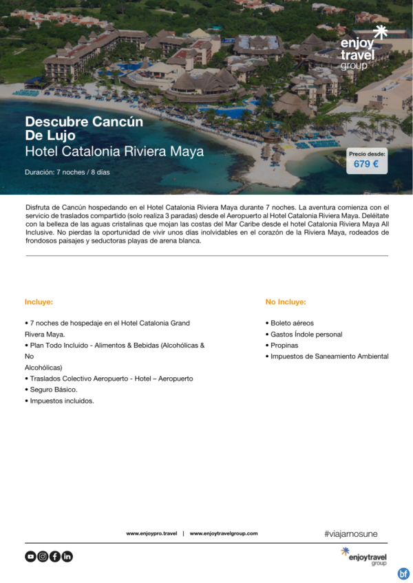 Descubre Cancn de Lujo - Hotel Catalonia Riviera Maya desde 679 € 