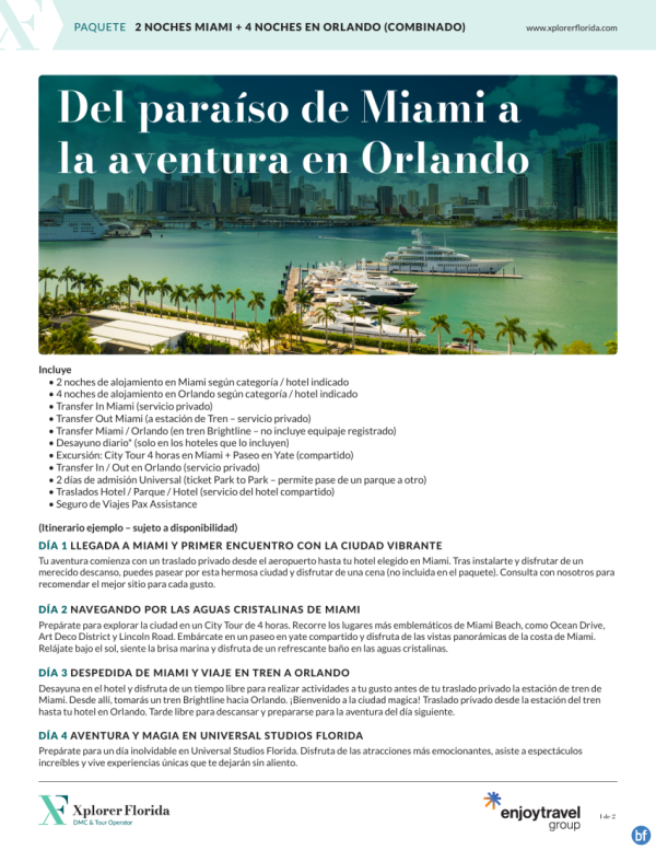 Del paraso de Miami a la aventura en Orlando desde 1,319 € 