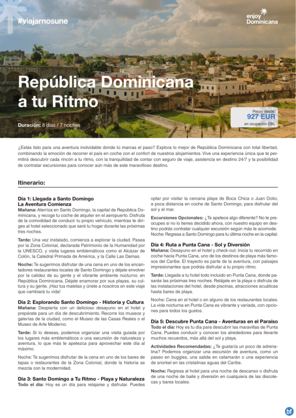 Repblica Dominicana a tu ritmo desde 927 € 