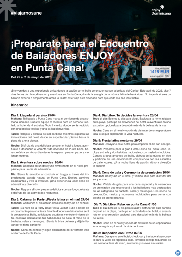 Preprate para el Encuentro de Bailadores ENJOY en Punta Cana desde 1.415 € 