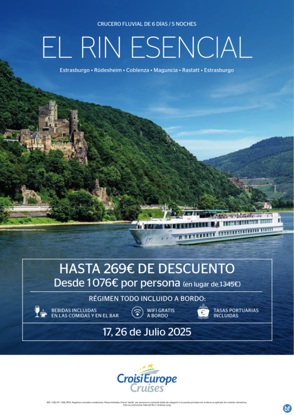 Hasta 269 € DESCUENTO - crucero fluvial El Rin esencial - 6 das - rgimen Todo Incluido - 17/07 + 26/07