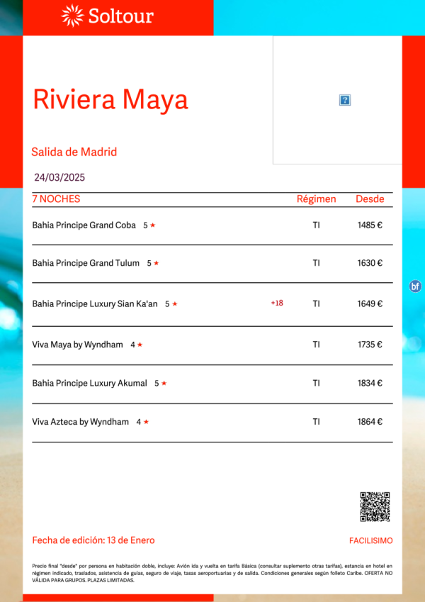 Riviera Maya (Mxico) desde 1.485 € , salidas desde Madrid