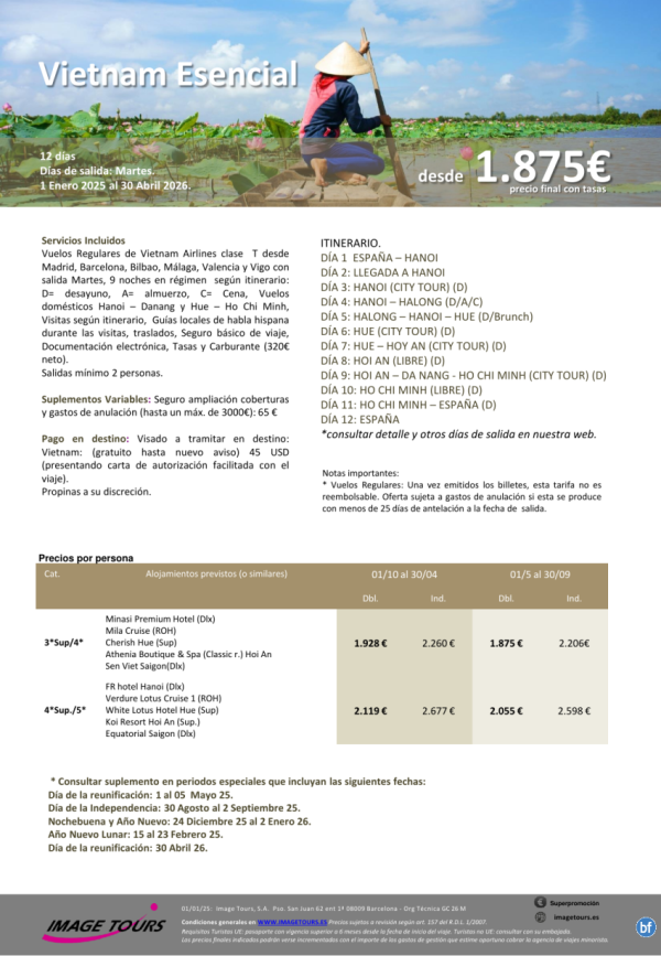 Vietnam Esencial, 12 das de viaje desde 1875 € hasta abril 2026