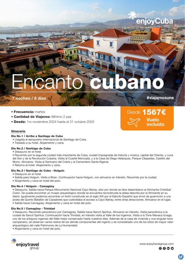 Encanto cubano, entrando por Santiago de Cuba con VUELO incluido desde 1.567 € 