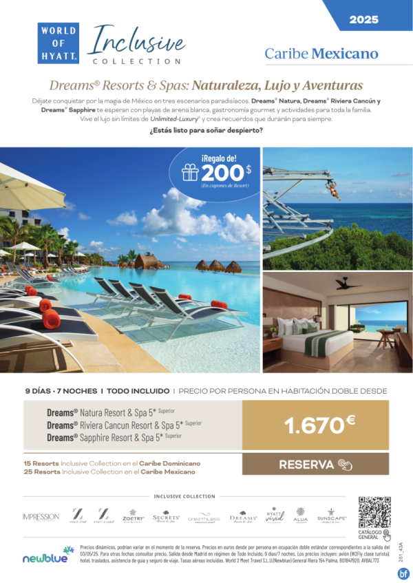 MXICO: Dreams Resorts & Spas: Naturaleza, Lujo y Aventuras Desde 1.670 € 