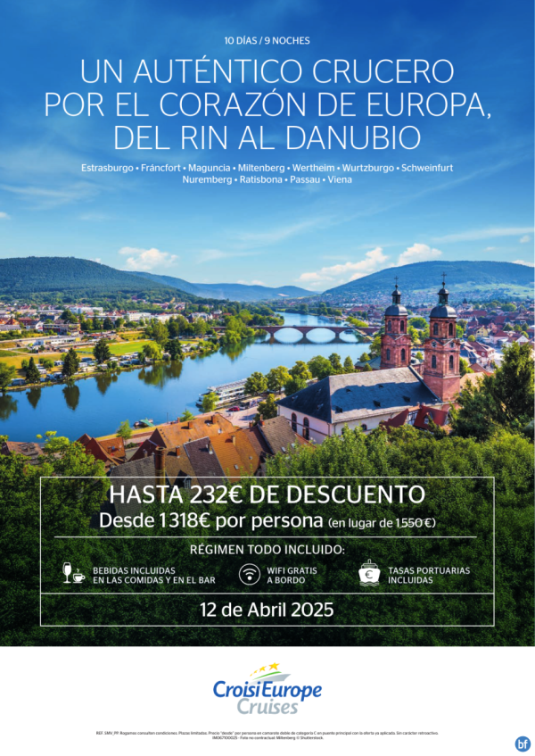 Hasta 232 € DESCUENTO - crucero fluvial del Rin al Danubio - 10 das - rgimen Todo Incluido - 12 abril