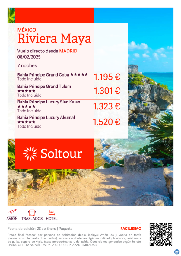 Riviera Maya (Mxico) en Hoteles Bahia Principe desde 1.195 € , salida 8 Febrero desde Madrid