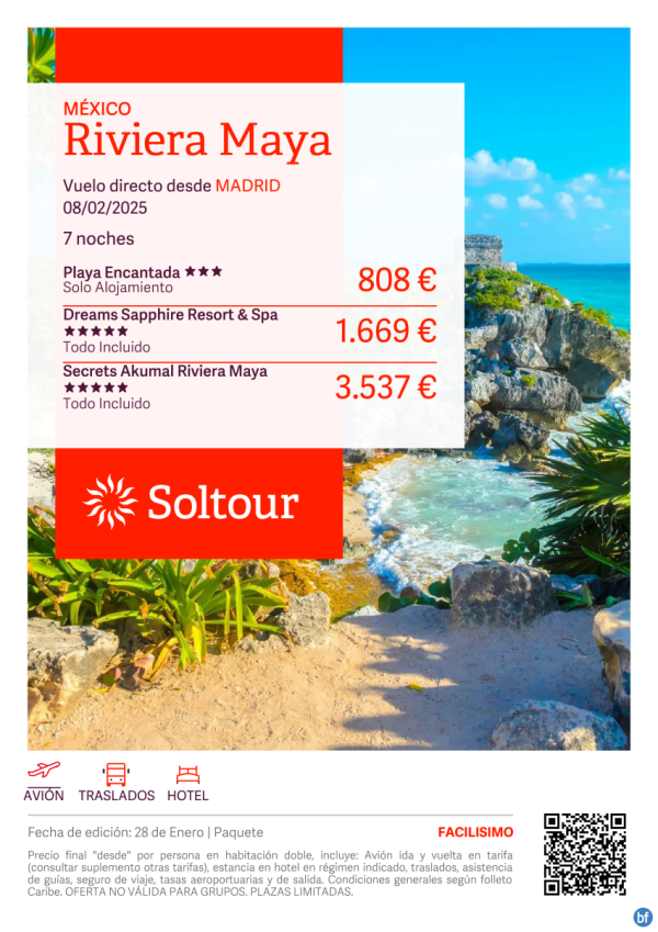 Riviera Maya (Mxico) desde 808 € , salida 8 Febrero desde Madrid