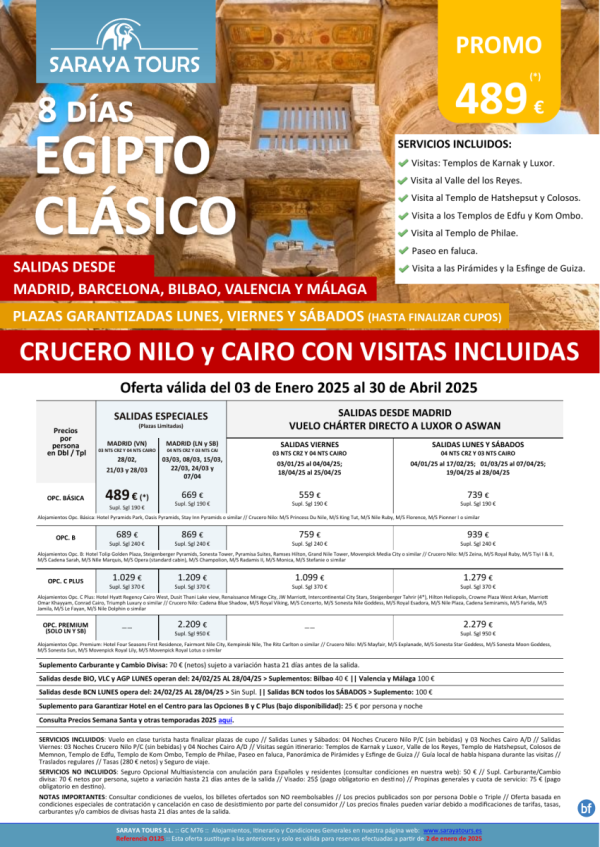 *** Venta Anticipada *** Egipto Clsico 8 dias. Desde 389 € 