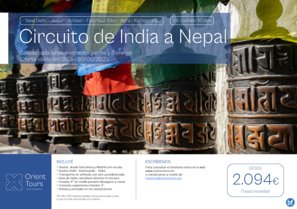 India & Nepal. Circuito de 10 das con vuelos, gua y hoteles incluidos en MP