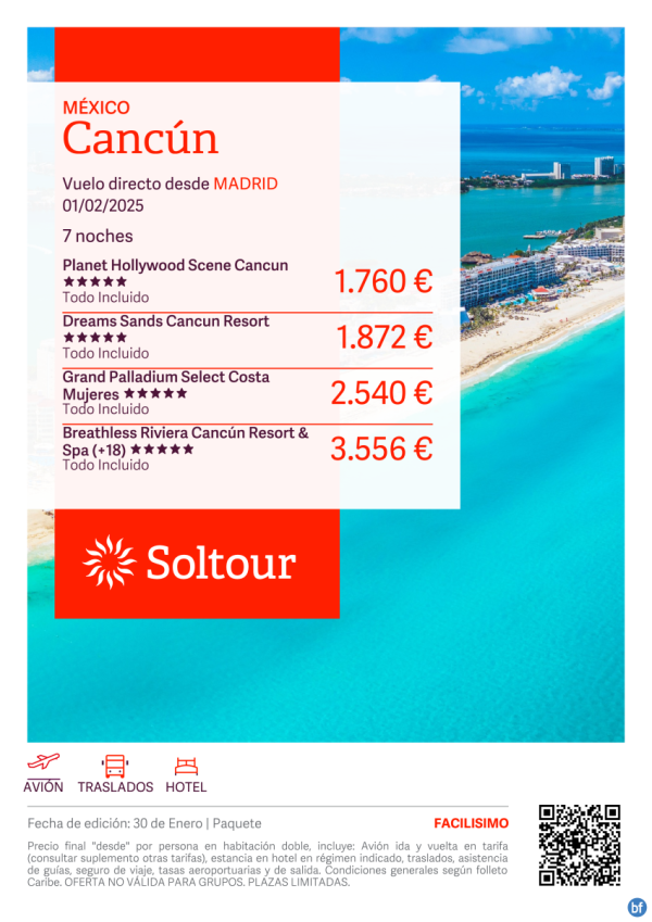 Cancn (Mxico) desde 1.760 € , salida 1 Febrero desde Madrid