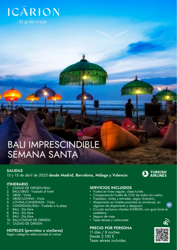 Bali imprescindible en Semana Santa. Desde Madrid, Barcelona, Mlaga y Valencia