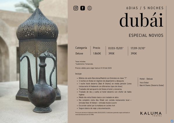 Dubai De Lujo *Especial Novios* 5 noches - Salidas Diarias hasta Octubre desde 1860 € 