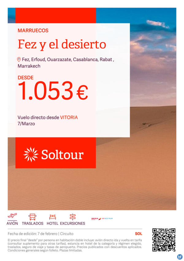 Fez y el desierto (Marruecos) desde 1.053 € , salida 7 Marzo desde Vitoria