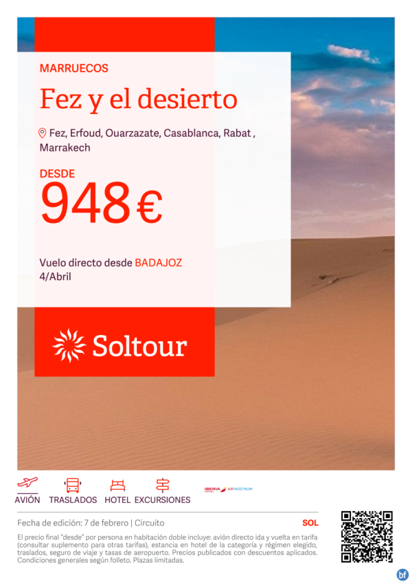 Fez y el desierto (Marruecos) desde 948 € , salida 4 Abril desde Badajoz