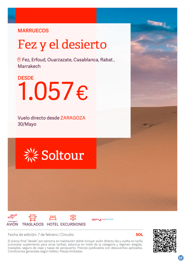 Fez y el desierto (Marruecos) desde 1.057 € , salida 30 Mayo desde Zaragoza