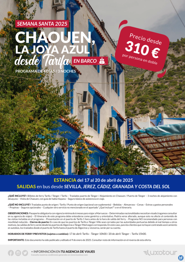 Semana Santa - Chaouen, la joya azul desde Tarifa 3 noches