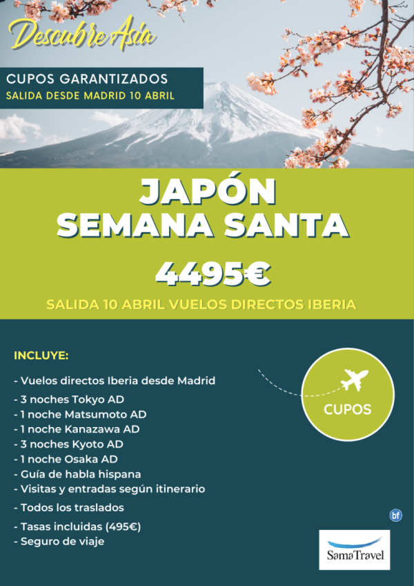 JAPN S.Santa: Circuito 11 das (Salida 10 ABR) [Cupos y precio garantizados] **Desde 4.495 € **