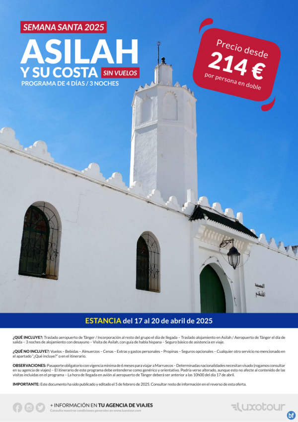 Semana Santa - Asilah y su costa, sin vuelos