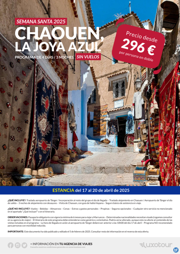 Semana Santa - Chaouen, la joya azul, sin vuelos