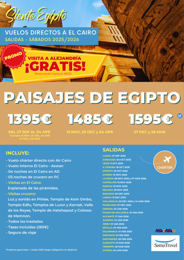 EGP Regional \-Paisajes de Egipto\-: 8 das Cairo + crucero + visitas + Alejandra GRATIS!!  **Desde 1395 € **