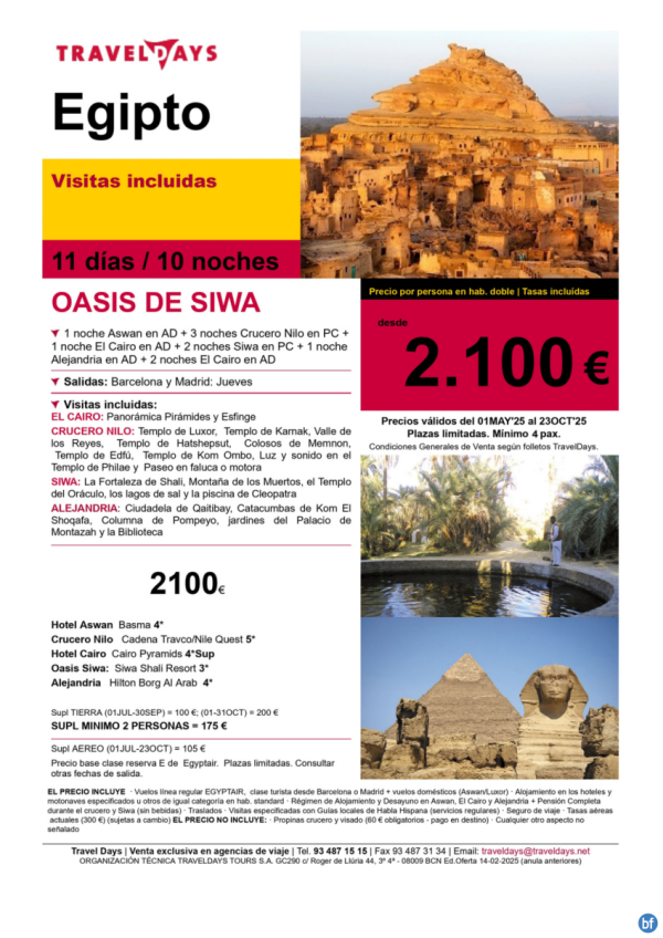 Oasis de SIWA - 11 das por Egipto con crucero por el Nilo, Alejandra y el oasis de Siwa a partir de 2.100 € 