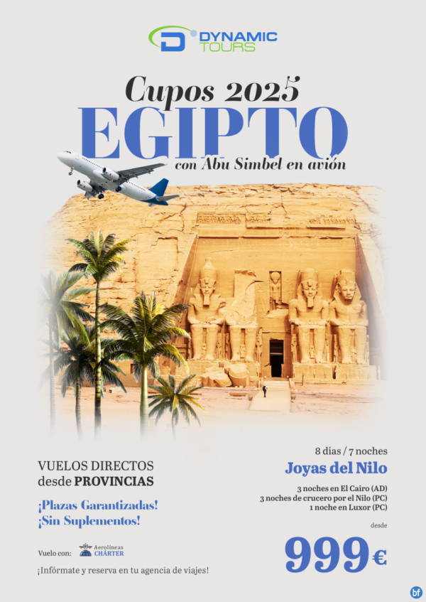 EGIPTO ? Salidas: Provincias?Joyas del Nilo??Abu Simbel en avin?(3cai+3cru+1lxr)?desde 999 € 